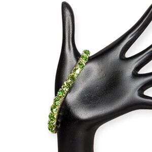 Silver Tone & Faux Emerald Bracelet